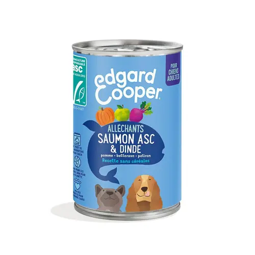 Sélection extérieure:Pâtée pour chien adulte au saumon et à la dinde sans céréales Edgard & Cooper - 400 g