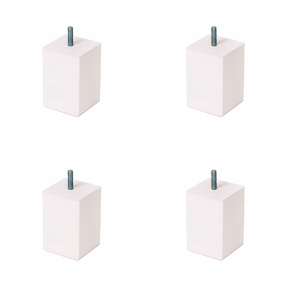 4un. Pied de meuble en bois de hêtre laqué peinture blanche. Forme carrée hauteur 80 mm – Réf. NJKNTJFKF2342039562