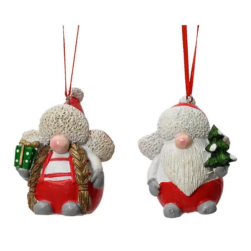 Nature au jardin:Gnome avec chapka à suspendre en polyrésine - H 7,9 cm
