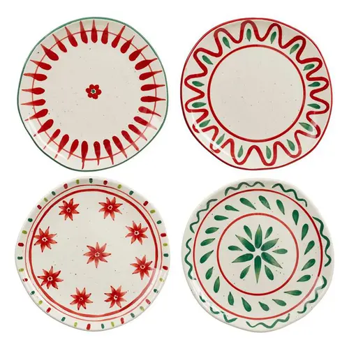 Pour un jardin bien équipé：Assiette à dessert blanche, verte et rouge Venda - Ø 20,5 cm