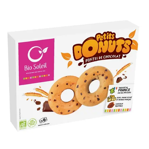 Bien utile au jardin：Petits donuts bio aux pépites de chocolat Bio Soleil - 150 g