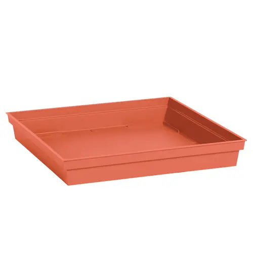 Espace vert facile:Soucoupe carrée en plastique coloris terre battue EDA Toscane - 32,6 x 32,6 x 4,9 cm