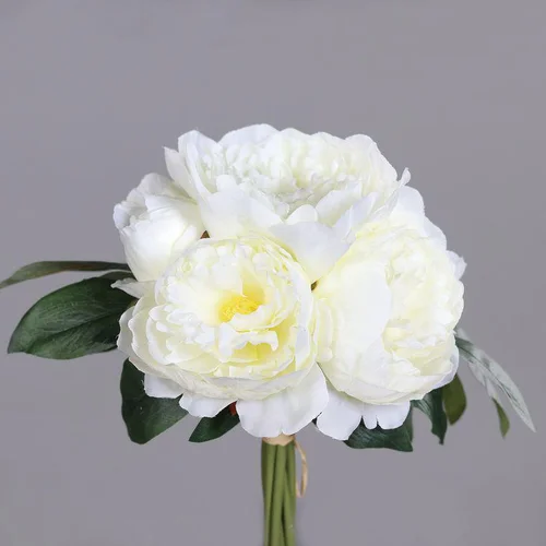 Sélection nature:Bouquet de pivoines crème artificielles - 28 cm