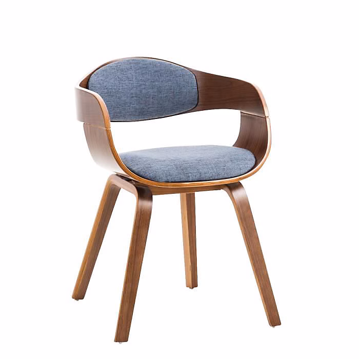 CLP Chaise retro Kingston en tissu – Couleur:noyer/bleu