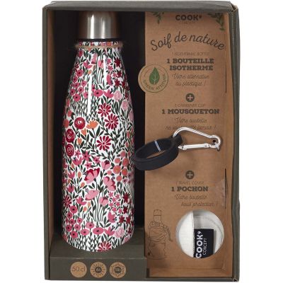 Coffret bouteille isotherme 50 cl avec mousqueton (Fleurie)