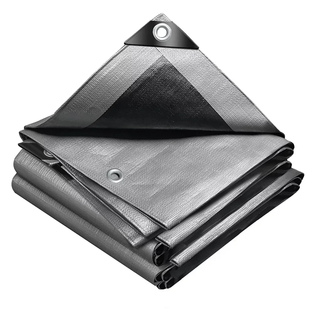Bâche de Protection en Polyéthylène resistant et impermeable 240g/m² gris et noir 3 × 5m VOUNOT
