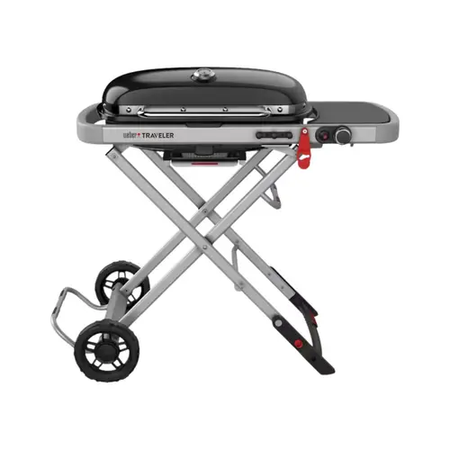 Jardin solution：Barbecue gaz en acier émaillé noir Weber Traveler - 110 x 58,4 x 94,5 cm