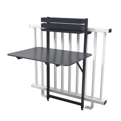 Un indispensable au jardin：Table carrée pliante en acier coloris carbone Bistro Fermob - 117 x 117 cm
