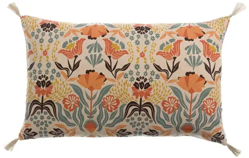 Bien pensé extérieur：Coussin coton imprimé multicolore Youri - 65 x 40 cm
