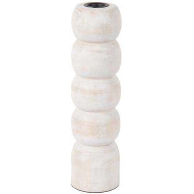 Bougeoir en bois de manguier Modelar Large (Blanc)