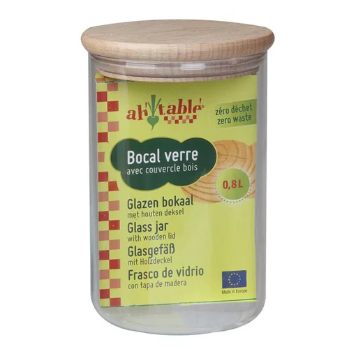 Pour l’extérieur:Bocal coloris transparent couvercle en bois Ah Table - 0,8 L