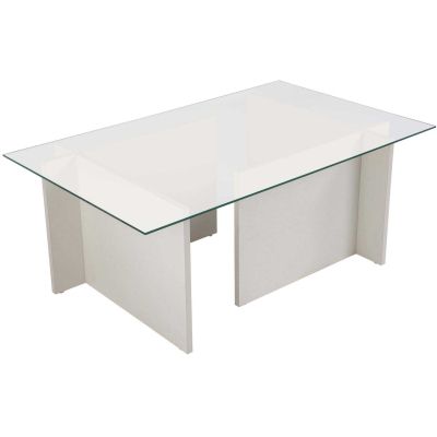 Table basse en verre et aggloméré Vetrino (Blanc)