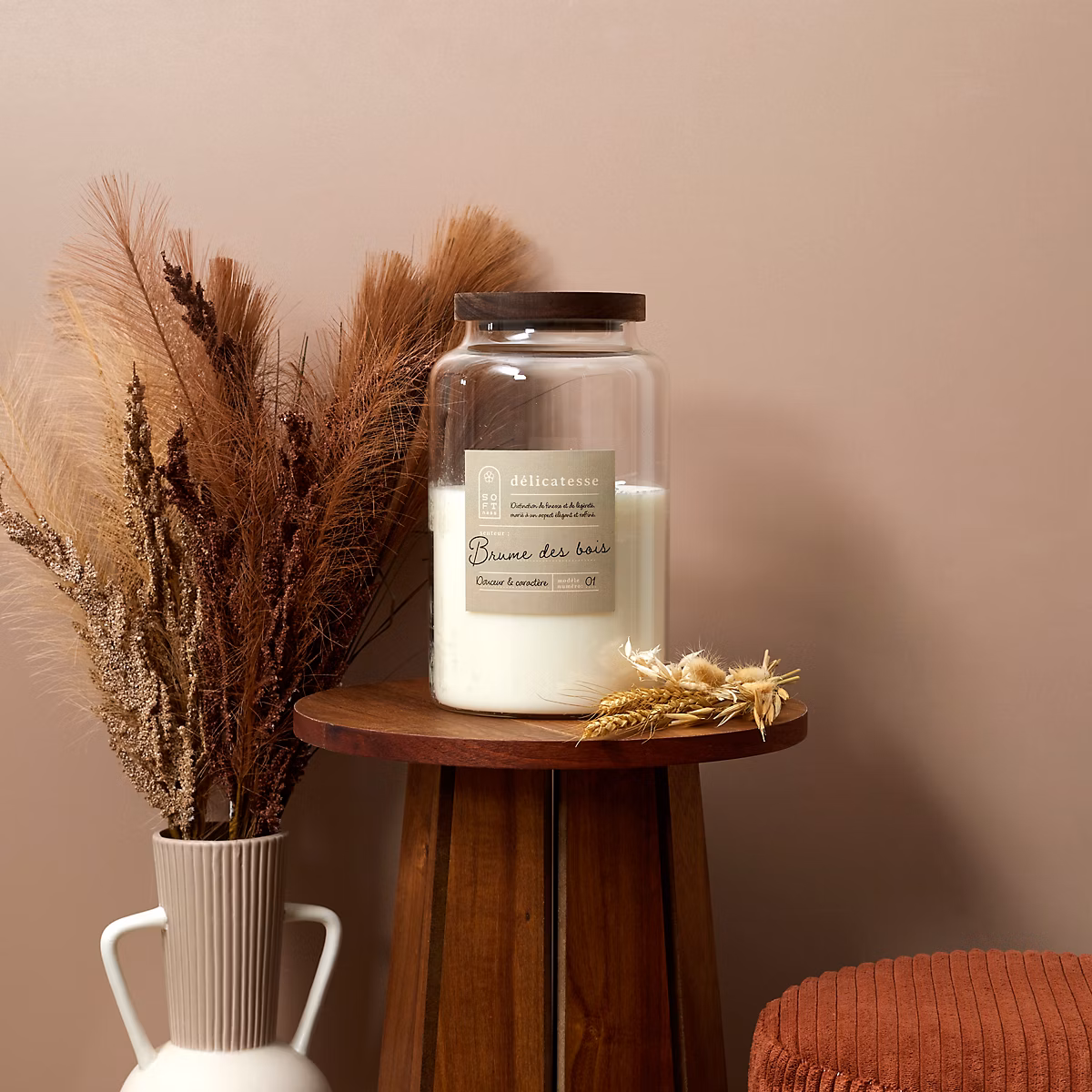 Bougie | HOME DECO FACTORY – Brume Des Bois – Parfumée – Marron et Blanc