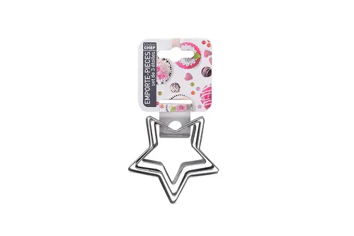 Style jardin：Ensemble de 3 emporte-pièces forme étoile en inox argent - les 3 pièces