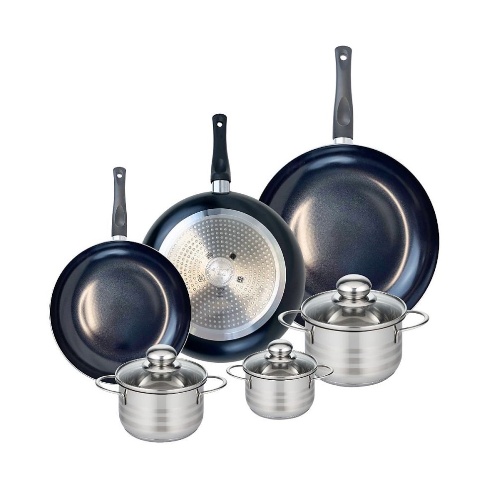 Ensemble de 3 Poêles de cuisson 24 – 28 et 32 cm et 3 faitouts 12, 14 et 16 cm Elo Prima Brillant
