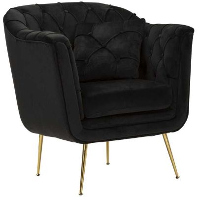 Fauteuil en tissu capitonné Budapest 88 x 83 x 91 cm (Noir)