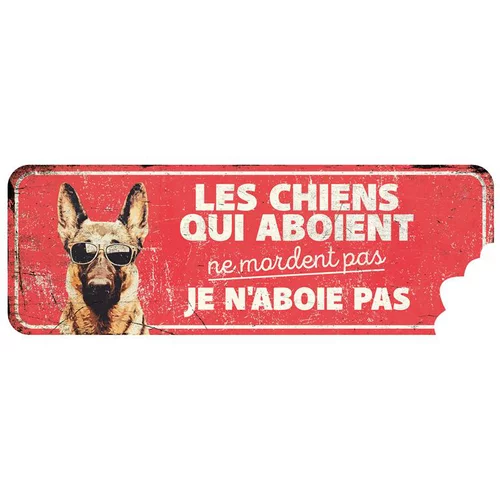 Facile pour le jardin：Panneau d'avertissement berger allemand coloris rouge en métal galvanisé D&D Home - 40 x 13 x 0,3 cm