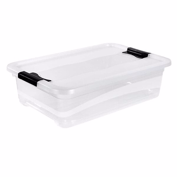 Boîte de rangement plate transparente 28 litres – Blanc