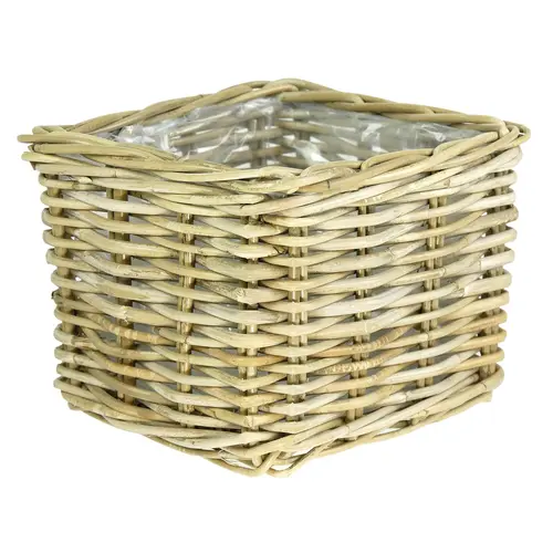 Les incontournables du jardin:Pot carré en vannerie Buku carré naturel petit modèle - 26 x 26 x 20 cm