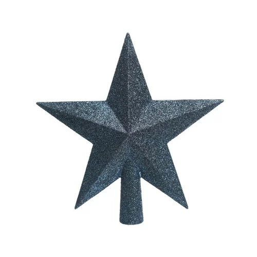 Extérieur nature：Cimier étoile pailleté coloris bleu en plastique - 19 cm