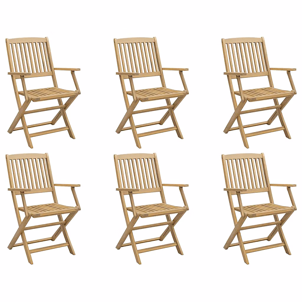 Chaises pliantes – lot de 6, 54,5 × 58 × 90 cm, en bois d'acacia massif vidaXL
