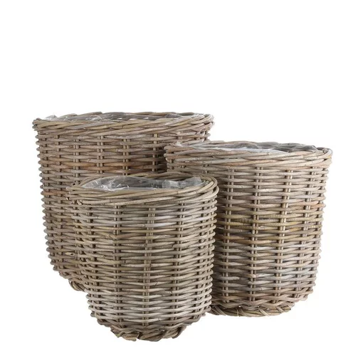 Solution maison：Panier rond haut en osier gris Marcia - Ø 43 x H 40 cm