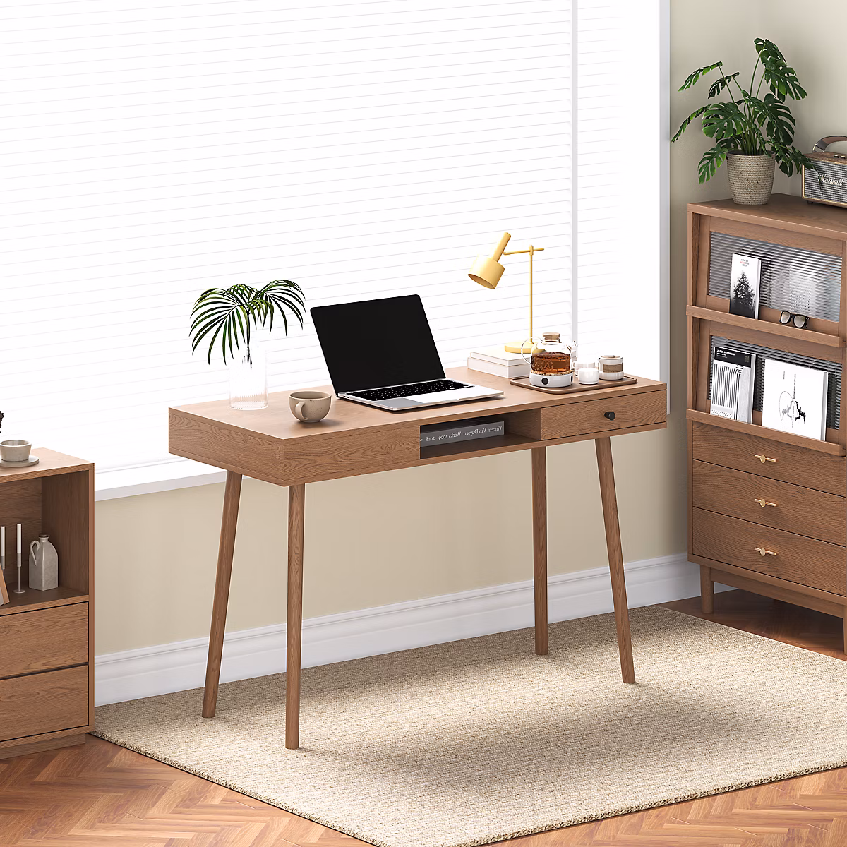 Bureau Habo 75 × 115 × 48 cm effet noyer en.casa