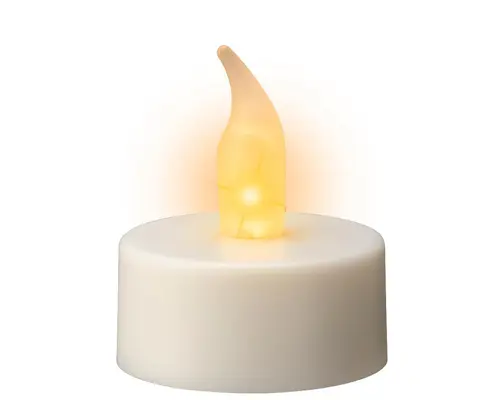 Pour la vie au jardin：Bougie chauffe-plat en plastique blanc à LED effet flamme pour intérieur - Ø 3,8 x H 4,8 cm