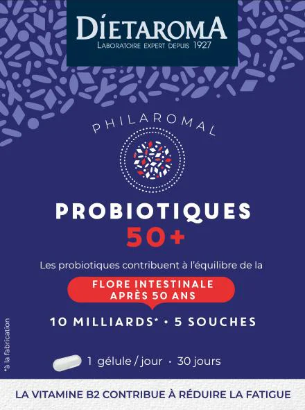 Sélection pour vos extérieurs:Complément alimentaire flore intestinale probiotiques 50 + Dietaroma Philaromal - 30 gélules