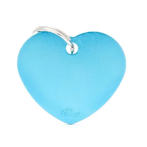 Pour le jardin:Médaille basic grand cœur pour chien en aluminium bleu azur