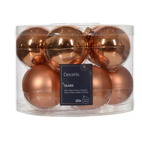 Pensé pour vos extérieurs：Boite de 10 boules en verre rouge Kaemingk - Ø 6cm