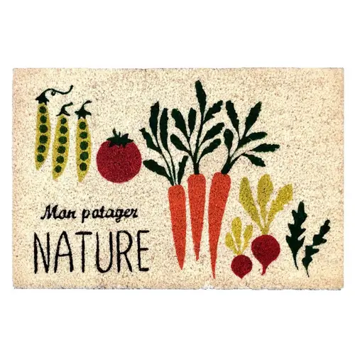 Choix malin：Tapis brosse coco beige imprimé Sweetsol mon potager nature - 60 x 40 cm