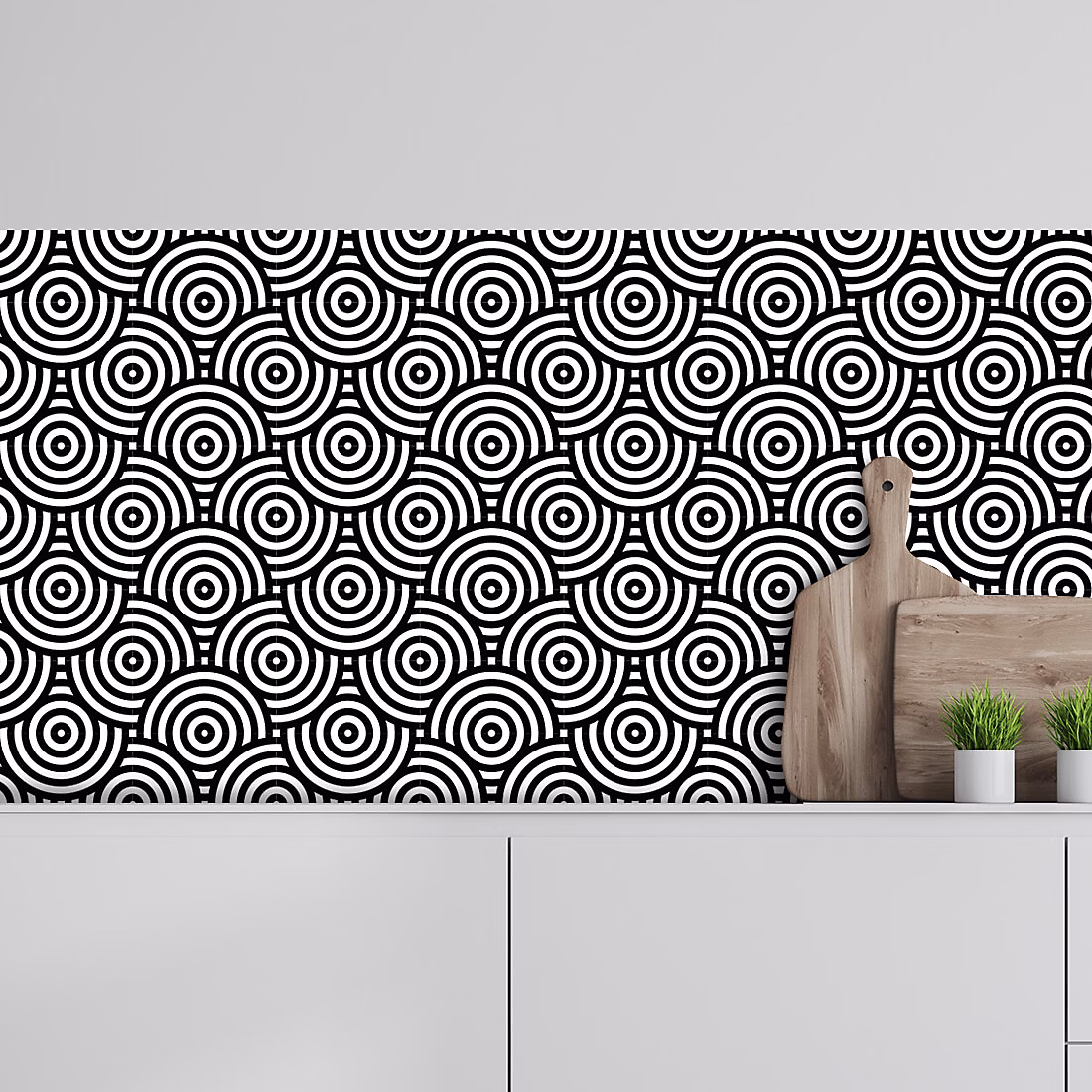 Crédence adhésive design motifs cercles 60 × 200 cm