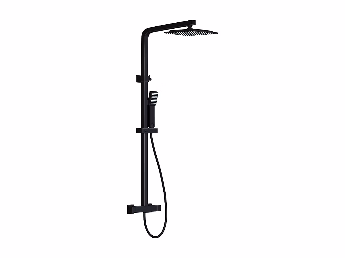 Colonne de douche thermostatique en acier inoxydable – 120 cm, Noir mat, PENEDA