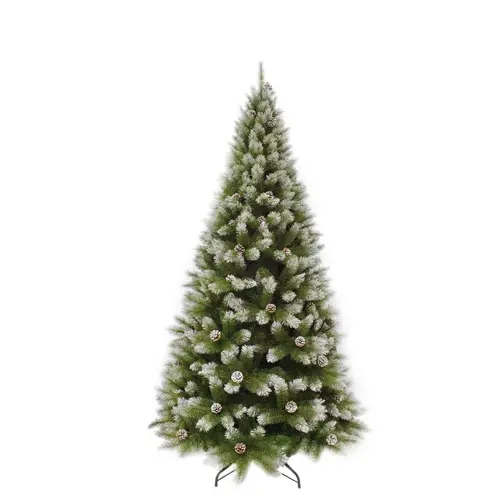 Plaisir au jardin：Sapin de Noël artificiel coloris vert givré avec pommes de pin Pittsburgh - 215 cm
