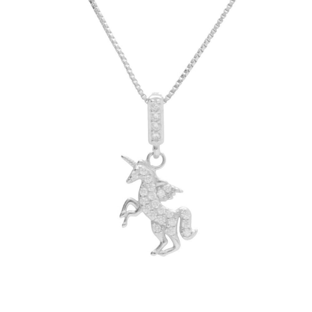L'ATELIER D'AZUR Collier Argent 925/000 Rhodié - Licorne Pavée de Zirconiums – Matériel de jardin