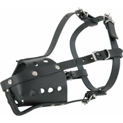 Muselière en cuir pour chien type police noire (Taille 5)