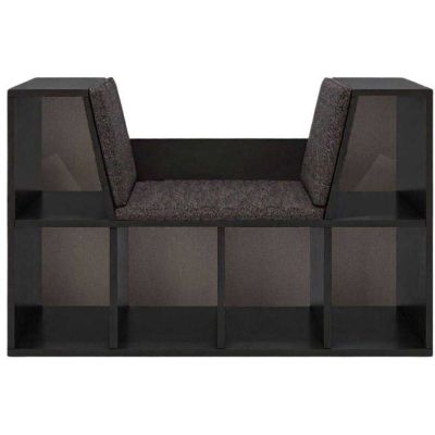 Bibliothèque avec banc en aggloméré Livora (Anthracite)
