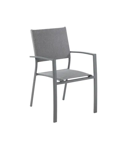 Pour l’extérieur:Fauteuil en aluminium et toile polyester anthracite Talia - 59 x 56 x 88 cm