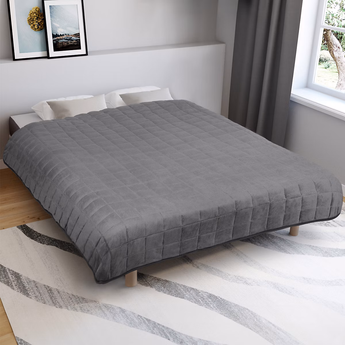 Couverture lestée 150 × 200 CM CELESTE bicolore gris clair et gris 9 kg