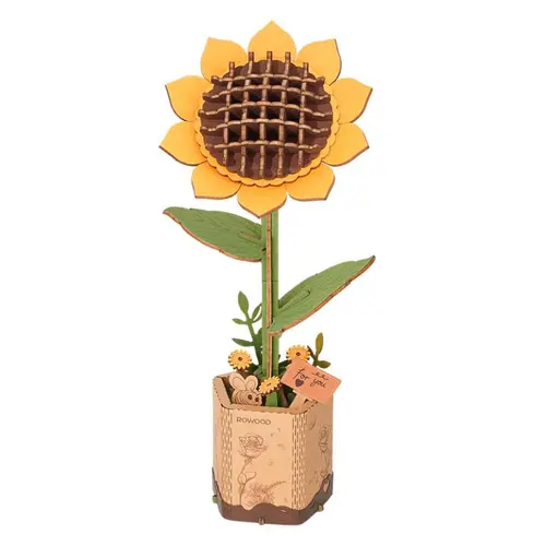 Style pour le jardin：Fleur en bois à assembler tournesol RoWood - 24,5 x 16,5 x 0,7 cm