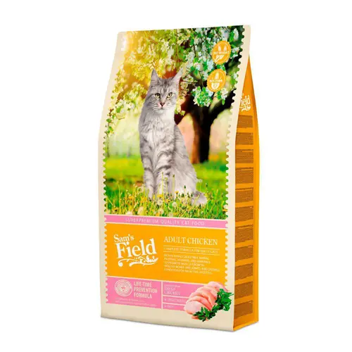 À découvrir pour l’extérieur：Croquette pour chat adulte au poulet Sam's Field - 7,5 kg