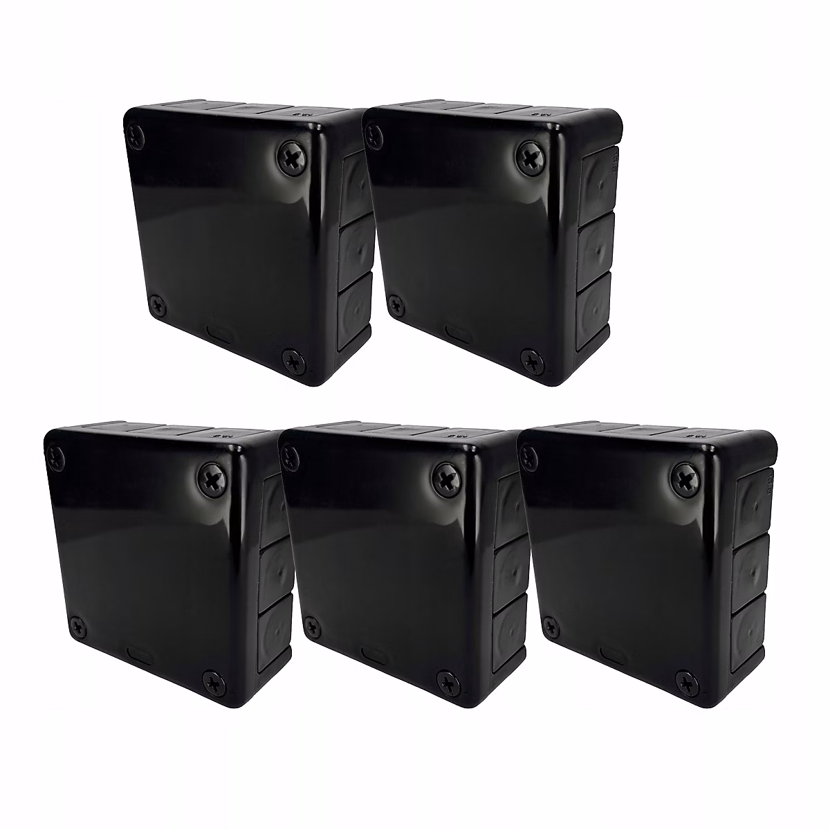 Boîte dérivation étanche en saillie IP55 118 × 118 × 46mm 12 entrées vis noir 5 pièces EDO