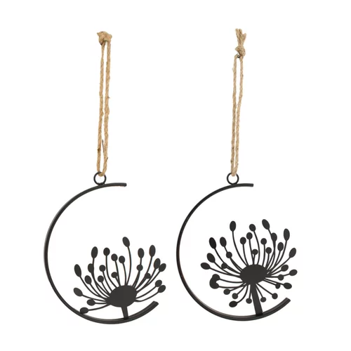 Fonctionnel au jardin:Suspension fleur coloris noir en métal - 19 x 1,5 x 24 cm