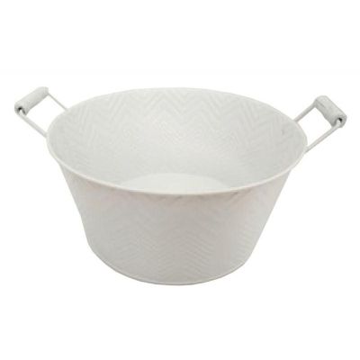 Corbeille ronde en métal laqué avec chevrons 25 cm