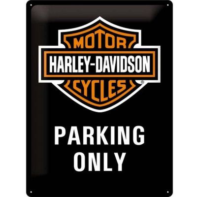 Plaque décorative en métal en relief 40 x 30 cm (Harley Davidson Parking Only)