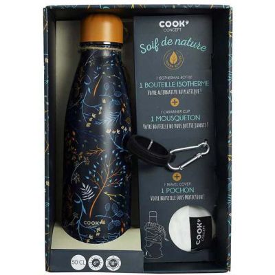 Coffret bouteille isotherme 50 cl avec mousqueton (Nature)