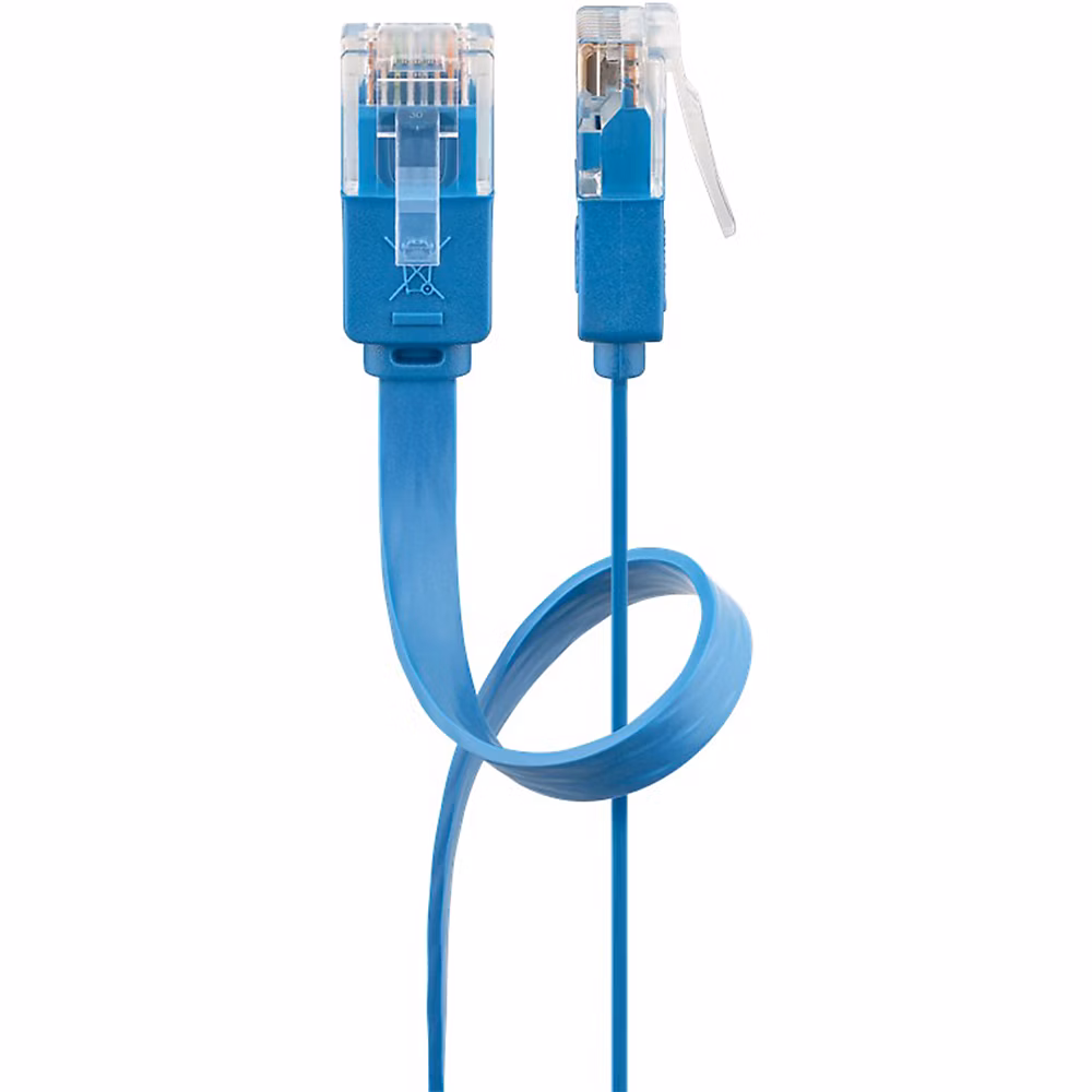 Réseau et téléphonie – Câble RJ45 Cat6 plat bleu 50cm GOOBAY