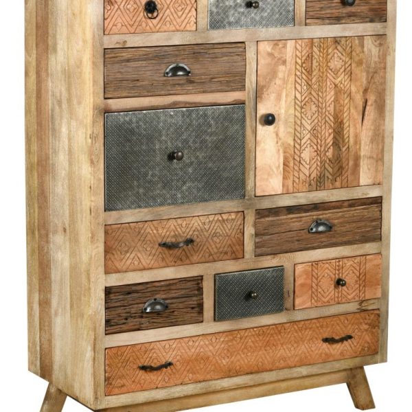 Commode en manguier et métal Zouma (90 x 40 x 125 cm)