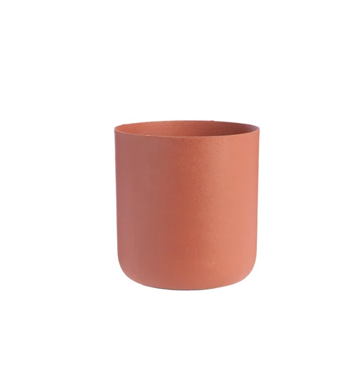 Pour créer votre univers jardin：Cache-pot en zinc coloris Terracotta Jasta – Ø 18 x H 18 cm